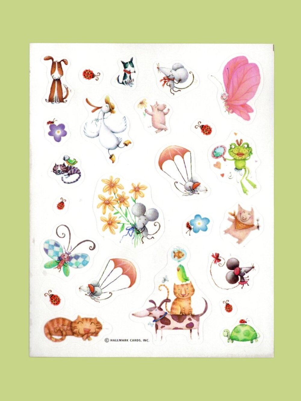 Hallmark Cute Mini Animals Vintage 1990s Sticker Sheet